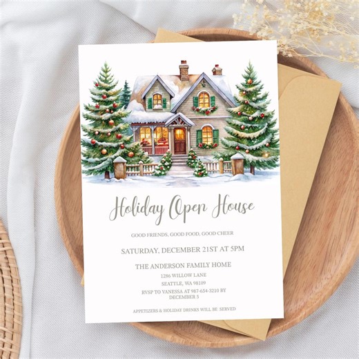 Holiday Open House Invitation • Digital Holiday Party Invite • Christmas Holiday Open House Invitation • Holiday Open House Invite BBS40 - Etsy