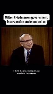 Founded Archive on Instagram: "Milton Friedman had an interesting perspective on monopoly in America. He argued that monopolies are largely the result of government intervention through trade restrictions, regulations, and market advantages granted by government entities. #investing #stocks #trading #stockmarket #makingmoney"