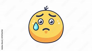 A cartoonish yellow face with a worried expression, featuring big eyes and a small mouth, conveying a sense of concern. Stock Video