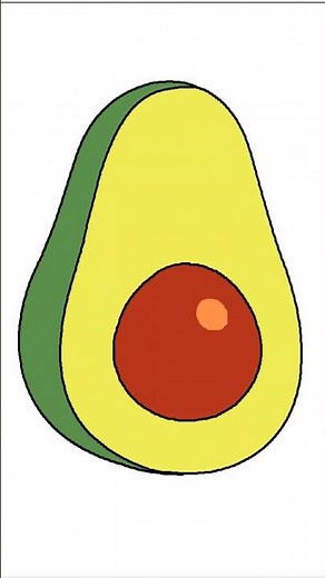 How to Draw Avocado, Avocado Drawing, Draw and Color Cute Avocado, Draw Avocado, Easy Drawing Steps