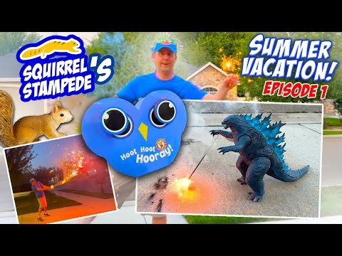Squirrel Stampede's Summer Vacation Godzilla Fireworks T Rex Dig Kit & Ducks? Ep 1 of 4