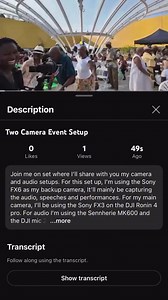 23K views · 854 reactions | Two camera event coverage setup for a recap deliverable. I drop my first vlog on YouTube so check it out to get the full scoop and to see what it’s like to be on set with me.  @royalvisionaryprod #sony #fx6 #fx3 #camera #dp #videogrpaher #filmmaker #cinematography #onset #onlocation #sound #audio #dji #synco | Da ChefGyal | Facebook