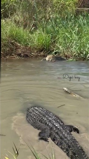 serangan buaya tolong teman nya di terkam macan #shortvideo #biawak #macan