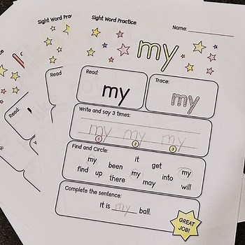 First 100 Most Common Sight Words Activity Worksheets