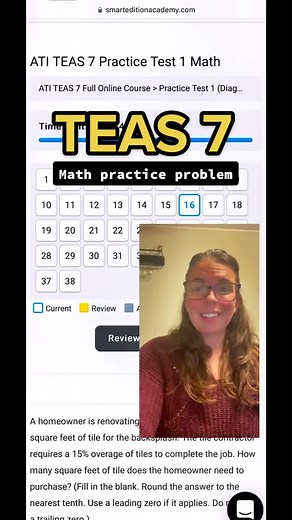 TEAS 7 Math Practice Word Problem - Tile Renovation Calculation