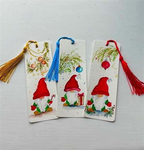Festive Christmas Bookmark – Handmade Watercolour Bookmarks. - Etsy