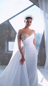 324K views · 10K reactions | Stunning here is one of the link to this dress https://www.misshow.com/products/glamorous-long-white-long-sleeves-satin-crystal-wedding-dress-with-detachable-train | Marie's Passion for Fashion | Facebook