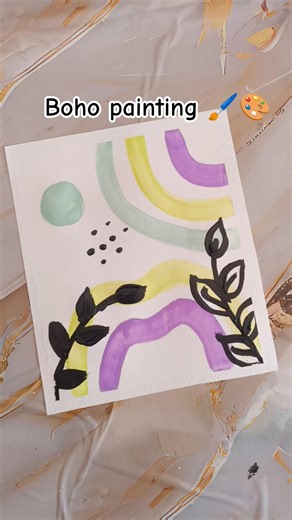 Boho Painting for Beginners | Simple Boho Canvas Art Tutorial#painting #shorts #bohoart #utubeshorts