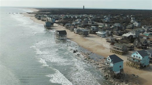 Buxton Oceanfront at Low Tide Today with 1ft of Surf... 24hrs Before a Winter Storm starts building in massive swell along the coast, set to peak Sunday morning at high tide. We have no beach... We have no sandbars... There is absolutely zero Buffer between our town and the Atlantic... It's going to be a long weekend. | Brett Barley