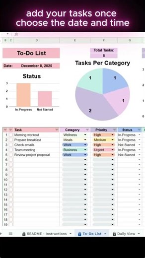 To Do List Spreadsheet Google Sheets Automated Daily Weekly and Monthly Planning