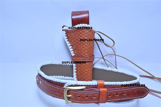 1911 Western Gun Holster Belt .38/.357 Magnum Right Hand Orange Color Tooled Leather Cowboy Belt - Etsy