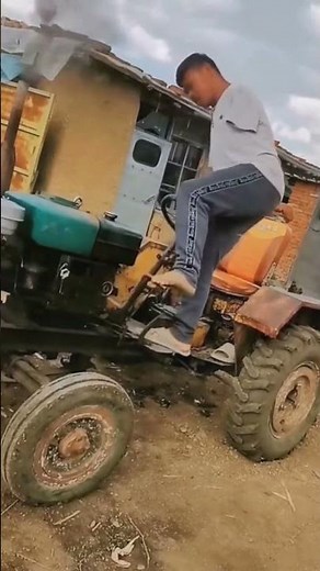 The process of starting a single cylinder diesel engine with the feet