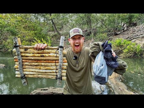 7 Day No Food or Water Camping Challenge - How to wash clothes with Sticks