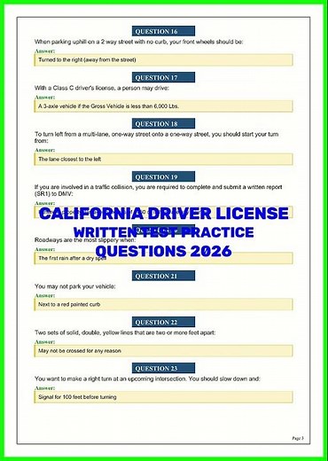 CALIFORNIA DRIVER LICENSE WRITTEN TEST PRACTICE QUESTIONS 2026 video