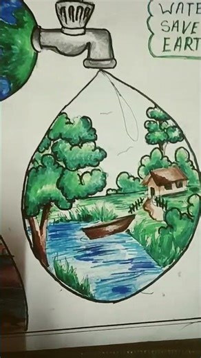 save water save earth 🌍 #how #art #song #drawing #painting #artist #sketch #shortsvideo