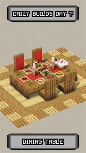 Daily Build Day 7 : Minecraft Dining Table #minecraft #starterhome #minecraftshorts