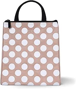 kate spade new york Cute Lunch Bag for Women, Large Capacity 9 x 4.5 x 10 Lunch Tote, Adult Lunch Box with Silver Thermal Insulated Interior Lining and Storage Pocket (Jumbo Dot)