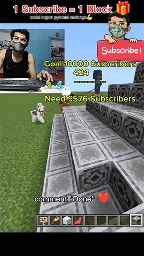 1 Sub = 1 Block 😳 Pyramid Challenge STARTS! | Hour 0 🧱🔥 #1Sub1Block #Minecraft #Gaming #Shorts