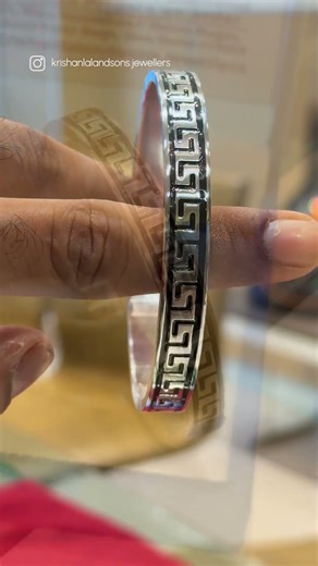 Enamel CNC Kada with Black Meena Work | 999 Purity