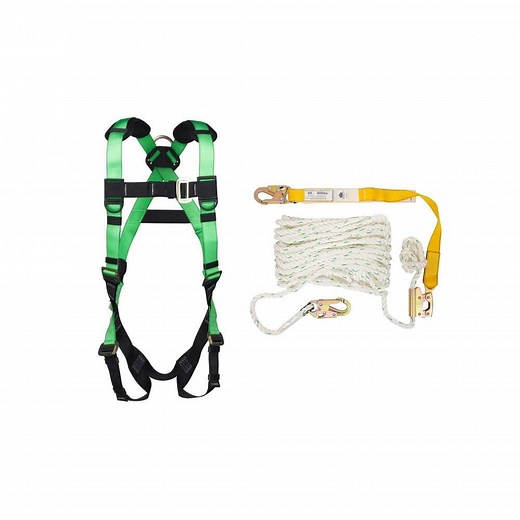 Werner Fall Protection Adjustable Safety Harness with 50 ft. Rope Lifeline and Lanyard Bundle VB000001 - The Home Depot