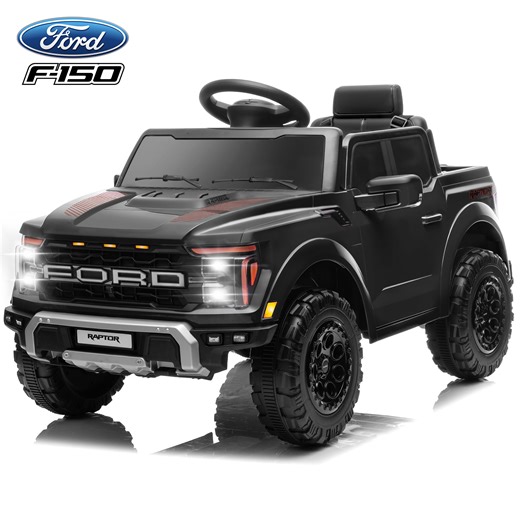 Ford Ride on Cars, 12V Ford F150 Raptor Powered Ride on Toys with Remote Control, Electric Car for Kids with Bluetooth/FM/Trunk, 4 Wheelers Truck for Toddlers Boys Girls Ages 3-6, Black