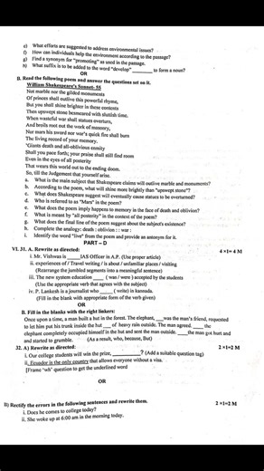 2nd PUC English midterm question paper 2025#roshaneducationforall #english#englishgrammar #youtuber