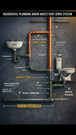 Residential Plumbing Drain Waste Vent (DWV) System | #Shorts