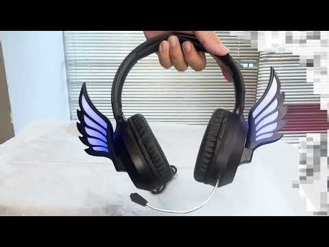 Laser Kids Angel Wings Headphones | Fun RGB Lights, Safe Volume, Detachable Mic