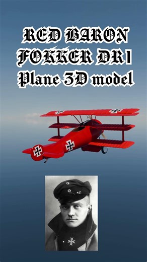 Red baron Fokker Dr1 plane 3D Model #animation #3danimation #plane #redbaron #ww1 #blender3d #render