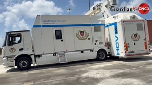 One of four newly acquired port scanners was commissioned today at the Port of Port of Spain by Finance Minister Colm Imbert and Works and Transport Minister Rohan Sinanan. Two will be stationed there, with the others at the Port of Point Lisas. Video by Dareece Polo | CNC3 Television, Trinidad and Tobago