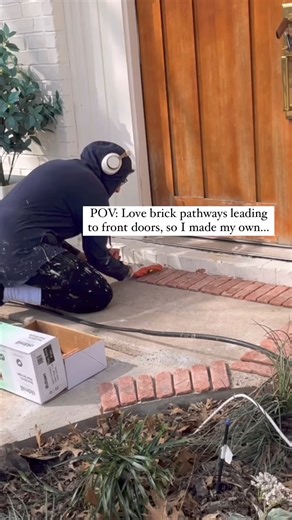 8K views · 104 reactions | @lovenida__ making 隣 Brick Pathways 隣 the new IN thing of 2024! ・・・ Brick Color 隣: Midtown #brickpath #brick #pathway #brickentryway #entryway #brickcentral #oldmillbrick #oldmillcollab #whitehouse #paintedbrick #tiledesign #home #house #diy #love #inlove | Old Mill Building Products | Facebook