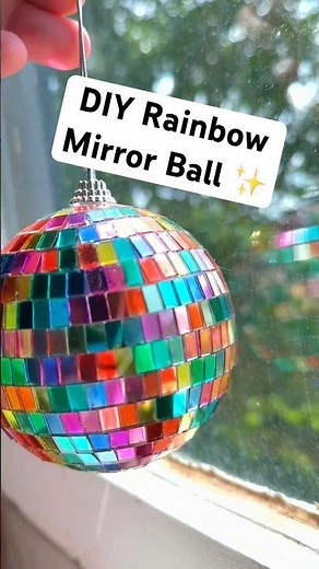 DIY Rainbow Mirror Ball Craft | Easy Colorful Dollar Store Craft #dollartree #diycrafts #easycraft