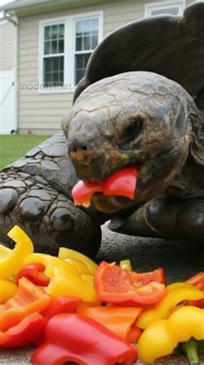THIS TORTOISE HAS A HUGE APPETITE FOR FRUITS AND VEGGIES #Hungry #ASMR