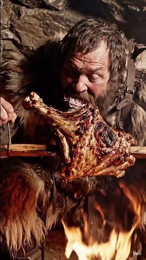 Caveman 🦵 Eating Meat#CavemanEating#CavemanMeat#CavemanLife