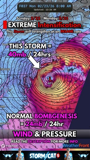 💥 This Storm will go through EXTREME Intensification as it to deepens nearly DOUBLE the RI rate