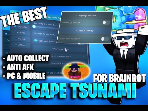 ESCAPE TSUNAMI FOR BRAINROTS SCRIPT – AUTO COLLECT, ANTI AFK | MOBILE & PC | & MORE 🚀