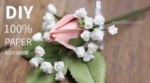 How to make paper boutonniere from ordinary paper, free template