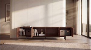 Mid Century Modern TV Stand for 80+ Inch TVs, 94.48" Walnut Console with Ample Storage – Stylish Entertainment Center for Living Room or Bedroom