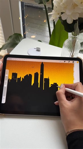 1.3K views | Creating a golden city sunset in Procreate ✨ #procreate #procreatedesign #procreatebrush #digitalart | Lumière Noire Studio | Facebook