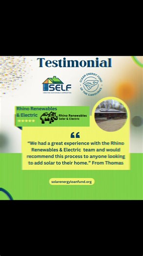 Contractor Spotlight “We had a great experience with the Rhino Renewables & Electric team and would recommend this process to anyone looking to add solar to their home.” From Thomas We’re proud to highlight Rhino Renewables & Electric, a trusted contractor from our partner Clean Energy Fund of the Carolinas (CEFC). This is what strong partnerships look like: ✔️ Skilled, reliable contractors ✔️ Smooth and transparent project experience ✔️ Homeowners confident in going project When mission-driven 
