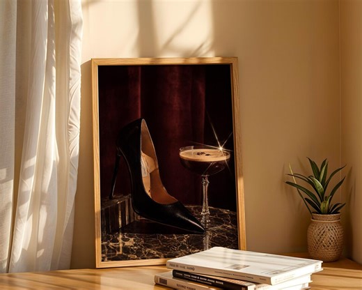 High Heels Print, Espresso Martini Art, Trendy Art Prints, Fashion Poster, Girly Wall Art, Femme Fatale Art, Digital Prints - Etsy