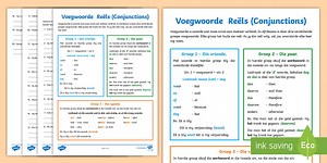 Afrikaans Taal Reëls Voegwoorde Aktiwiteit Afrikaans/English