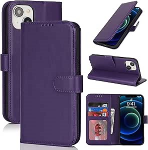 for iPhone 13 Mini Case Wallet with Card Holder,for iPhone 13 Mini Wallet Case for Women Men,PU Leather Shockproof Magnetic Buckle Stand Flip Phone Case-Purple