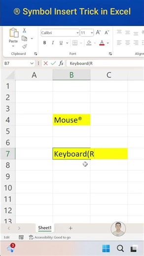 Insert Registered Symbol in Seconds 💻® | Excel Shortcut #Shorts