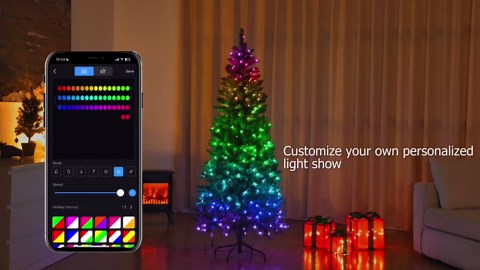 9FT Prelit Christmas Tree with 550 LED Lights, App Controlled Artificial Christmas Tree with Multi-Color RGB Lights & Music Sync, Slim Pencil Christmas Tree for Home Christmas Decorations