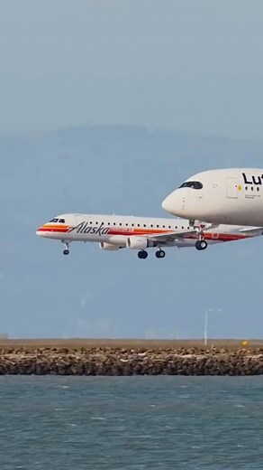 Race to the Runway! Lufthansa & Alaska Land Side-by-Side at SFO ✈️💨 #aviation #aviationlovers #retroalaska #SFO #sfflights #planespotting #avgeek | SF.Flights