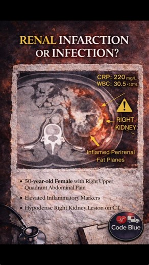 Renal infarction versus focal infectious process #emergencyroom #توعية_طبية