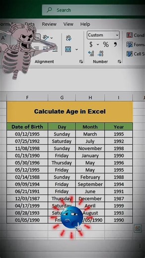 Calculate Age In Excel 😱✅#shorts #excel #exceltips #trending #tutorial #trendingshorts Turn On Skill