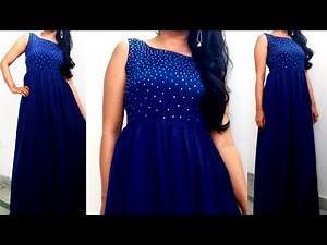 DIY : MAKING OF DESIGNER EVENING GOWN At Home | NO HAND SEWING | STONE WORK Design