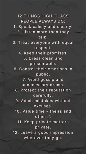 "12 Things High-Class People Always Do ✨